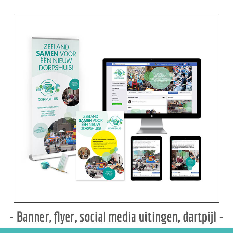 banner, flyer en social media uitingen dorpshuis zeeland